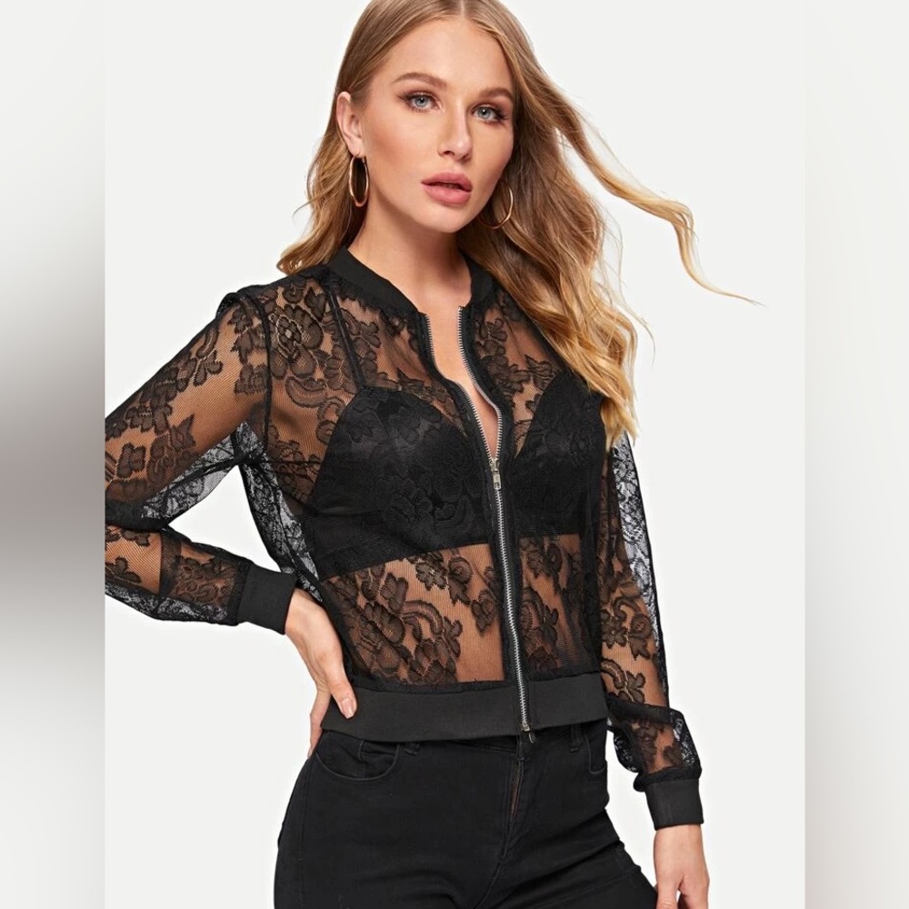 Shein X Emery Rose | lace zip up jacket size small